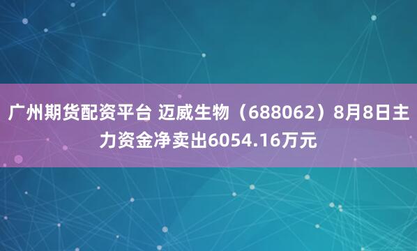 广州期货配资平台 迈威生物（688062）8月8日主力资金净卖出6054.16万元